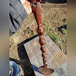 Large Aztec hand carved wooden antique spoon